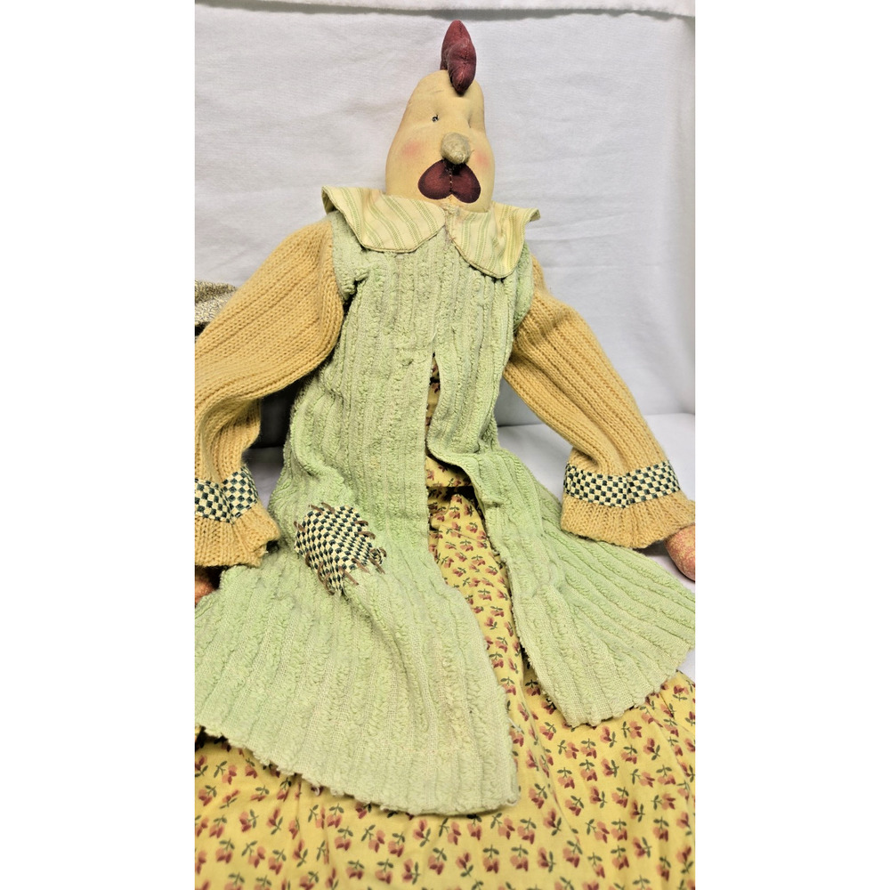 Sage County Mercantile Cat & Chicken Dolls Cloth Shelf Sitters Set Of 2 - Picture 10 of 13